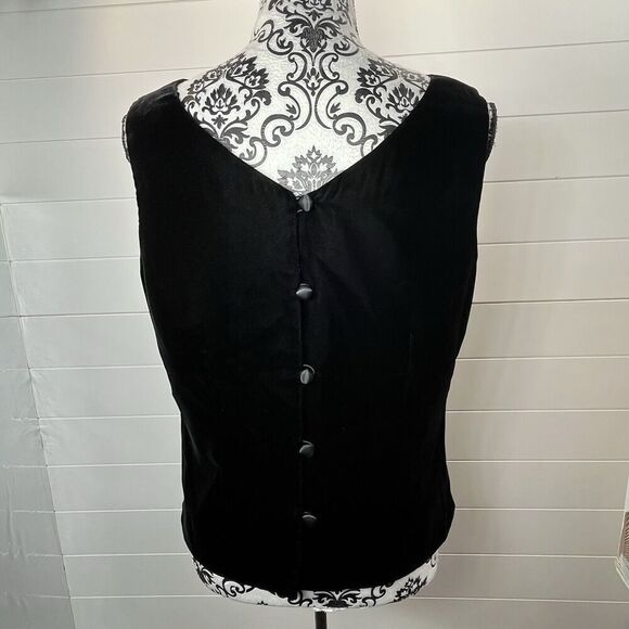 Talbots Vintage Black Velvet Shell Button Back Top 10 Victorian Goth Regency - Picture 4 of 11